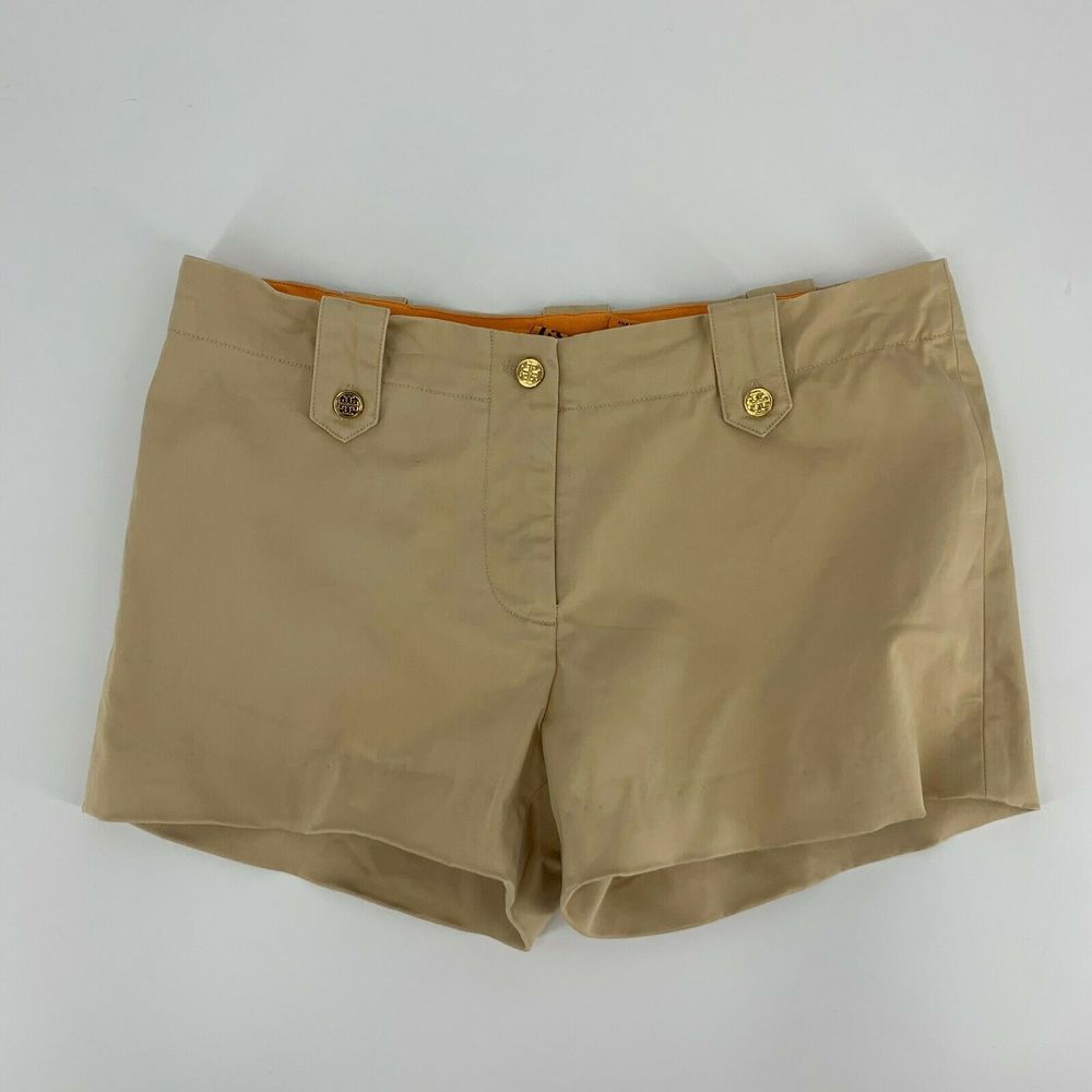 Tory Burch Beige Cotton Shorts with Gold Buttons